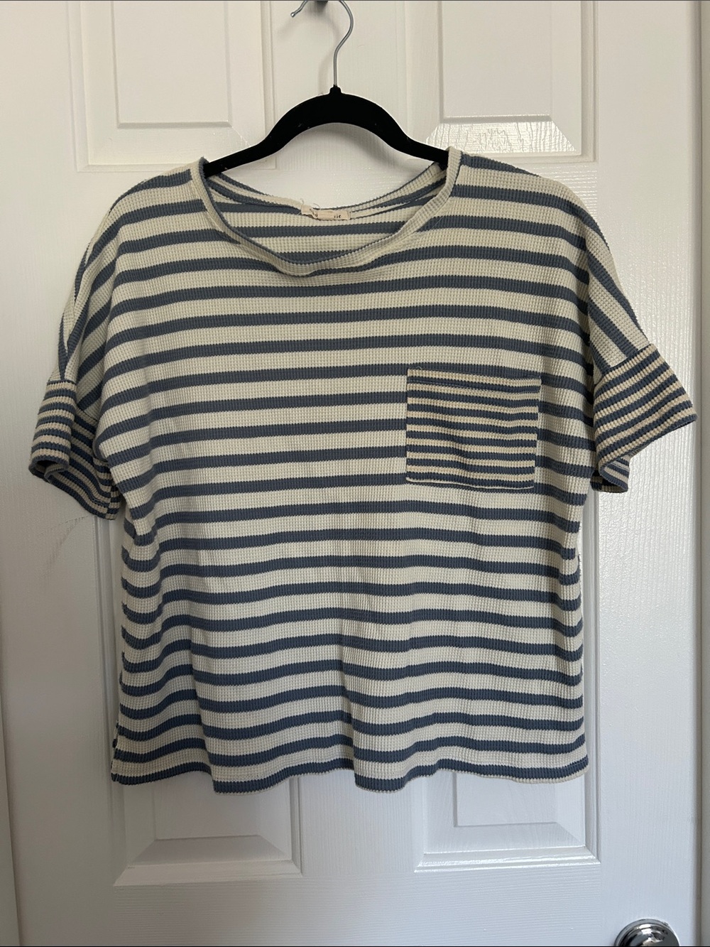 Shop Stevie Blue & Cream Striped Pocket Tee